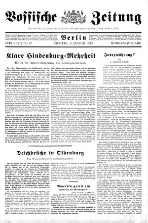 Vossische Zeitung vom 08.01.1932