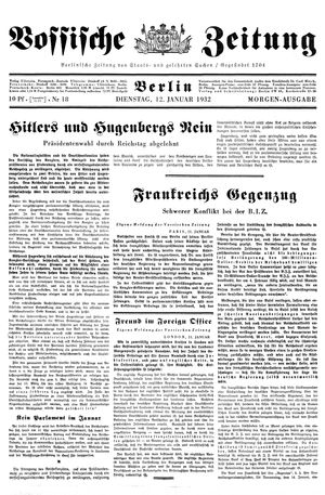 Vossische Zeitung vom 12.01.1932