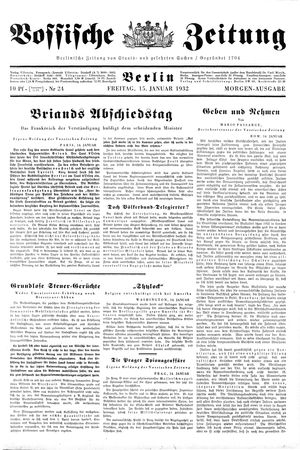 Vossische Zeitung vom 15.01.1932