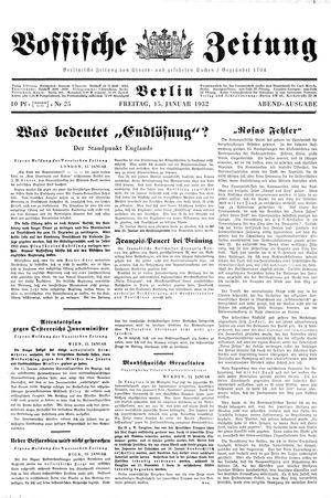 Vossische Zeitung vom 15.01.1932