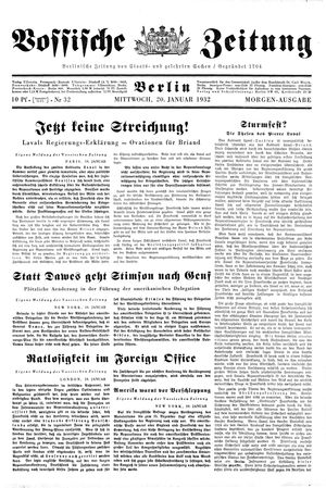 Vossische Zeitung vom 20.01.1932