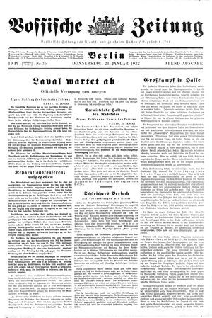 Vossische Zeitung vom 21.01.1932