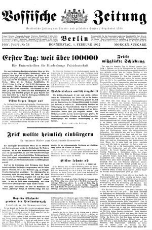 Vossische Zeitung on Feb 4, 1932