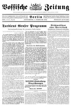 Vossische Zeitung vom 06.02.1932
