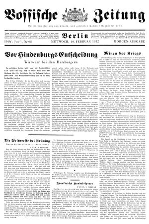 Vossische Zeitung vom 10.02.1932