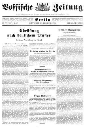 Vossische Zeitung vom 10.02.1932