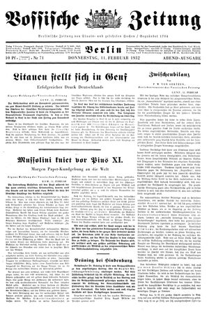 Vossische Zeitung vom 11.02.1932
