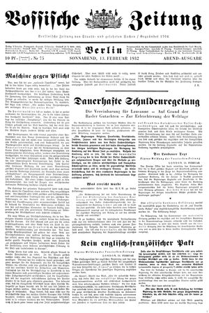 Vossische Zeitung vom 13.02.1932