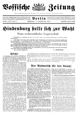 Vossische Zeitung vom 15.02.1932