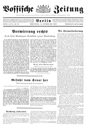Vossische Zeitung vom 16.02.1932