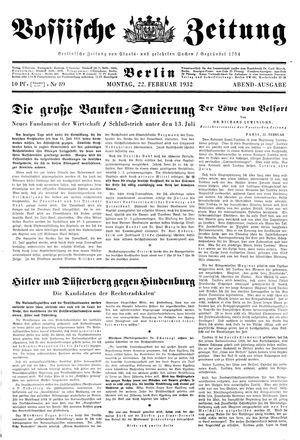 Vossische Zeitung vom 22.02.1932