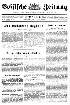 Vossische Zeitung vom 23.02.1932