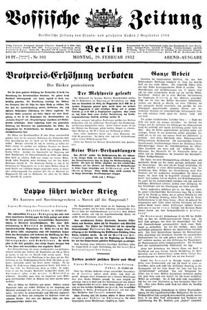 Vossische Zeitung vom 29.02.1932