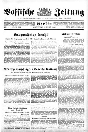 Vossische Zeitung vom 02.03.1932