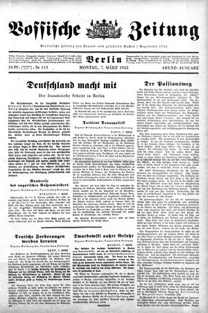 Vossische Zeitung vom 07.03.1932