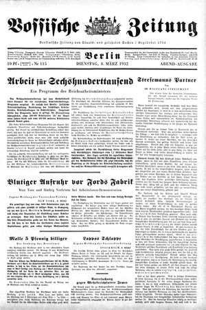Vossische Zeitung vom 08.03.1932
