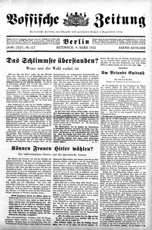 Vossische Zeitung vom 09.03.1932