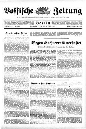 Vossische Zeitung vom 10.03.1932