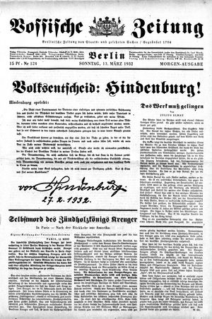 Vossische Zeitung vom 13.03.1932