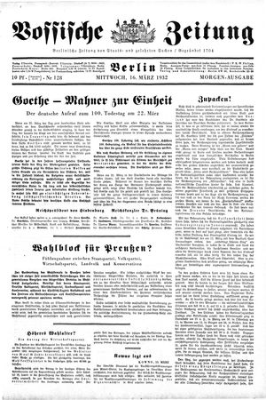 Vossische Zeitung on Mar 16, 1932