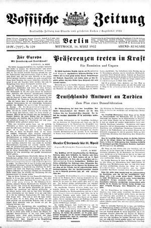 Vossische Zeitung vom 16.03.1932