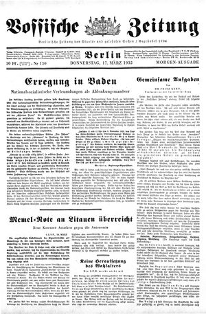 Vossische Zeitung vom 17.03.1932