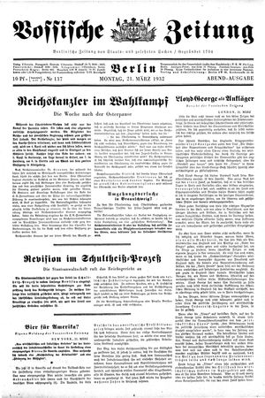 Vossische Zeitung vom 21.03.1932