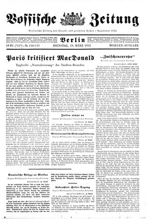 Vossische Zeitung vom 29.03.1932