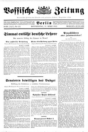 Vossische Zeitung on Mar 31, 1932
