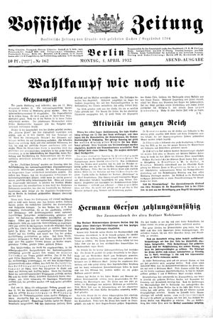 Vossische Zeitung on Apr 4, 1932