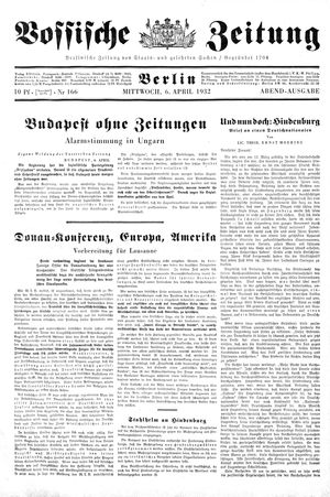 Vossische Zeitung on Apr 6, 1932