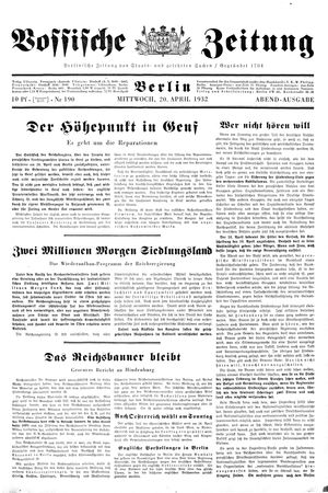 Vossische Zeitung vom 20.04.1932