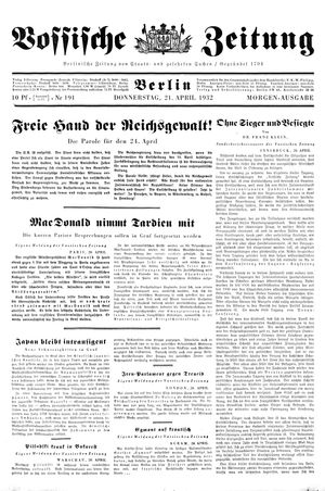 Vossische Zeitung vom 21.04.1932