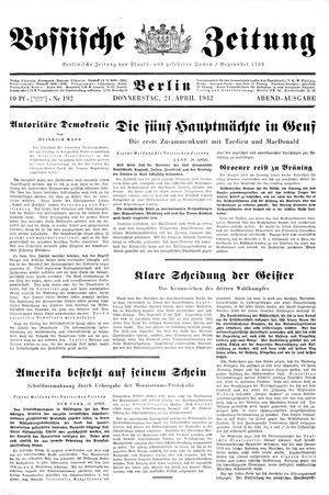Vossische Zeitung vom 21.04.1932