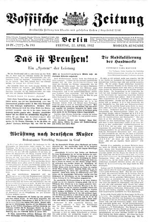 Vossische Zeitung vom 22.04.1932
