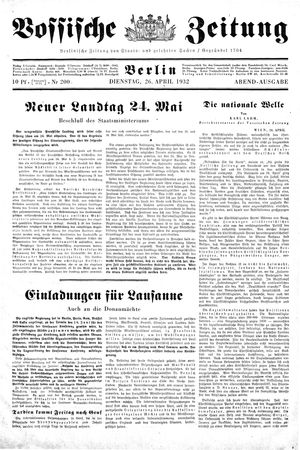 Vossische Zeitung vom 26.04.1932
