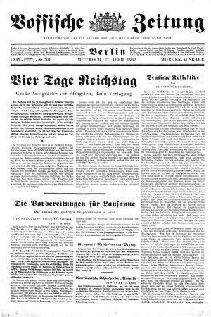 Vossische Zeitung vom 27.04.1932