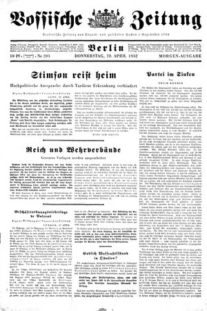 Vossische Zeitung on Apr 28, 1932