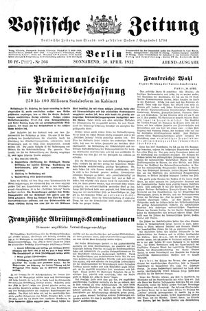 Vossische Zeitung vom 30.04.1932