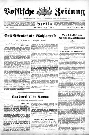 Vossische Zeitung vom 08.05.1932