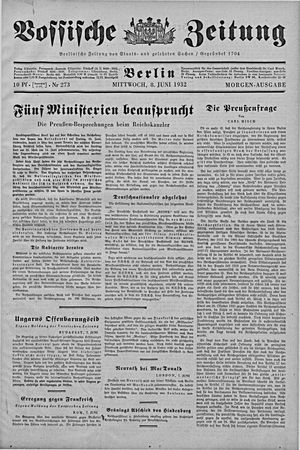 Vossische Zeitung vom 08.06.1932