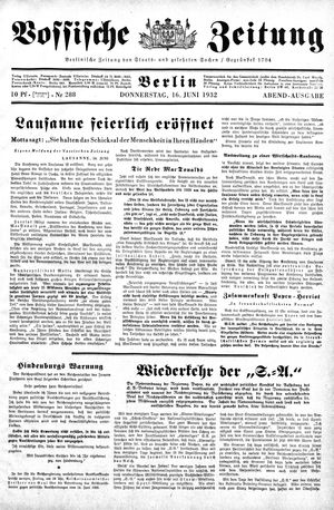Vossische Zeitung on Jun 16, 1932