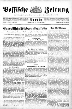 Vossische Zeitung vom 27.06.1932