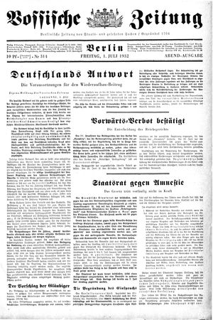 Vossische Zeitung on Jul 1, 1932