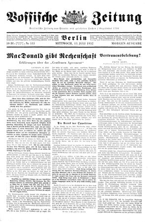 Vossische Zeitung on Jul 13, 1932