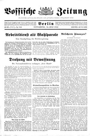 Vossische Zeitung vom 16.07.1932