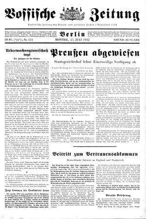 Vossische Zeitung vom 25.07.1932