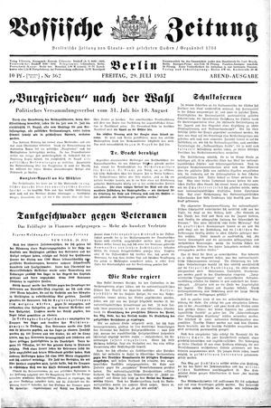 Vossische Zeitung vom 29.07.1932