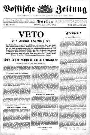 Vossische Zeitung vom 31.07.1932