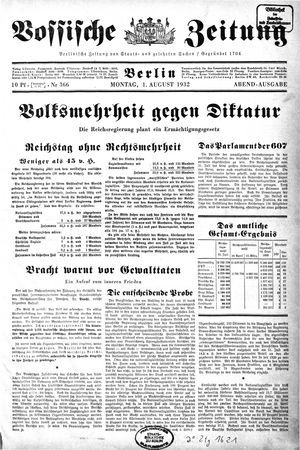 Vossische Zeitung vom 01.08.1932